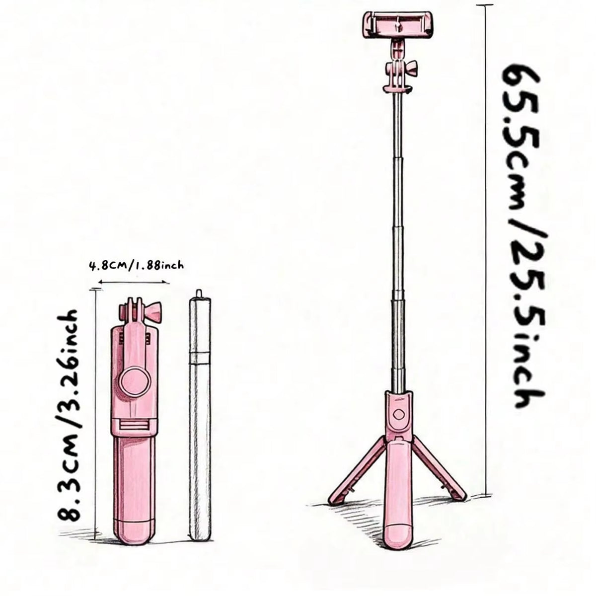 1PC Selfie Stick Wireless Selfie Stick with Tripod Stand Selfie Stick , Remote Control, Phone Holder and Built-In Tripod