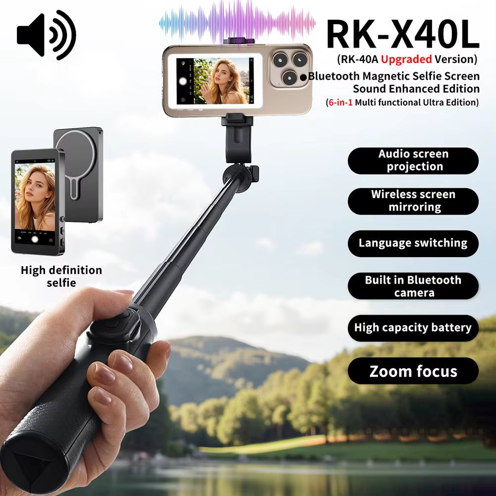 Selfie Monitor Screen Rear Camera Vlog Live Stream Video Recording Wireless Outdoor Selfie Tool Smartphone Magnetic Accessories