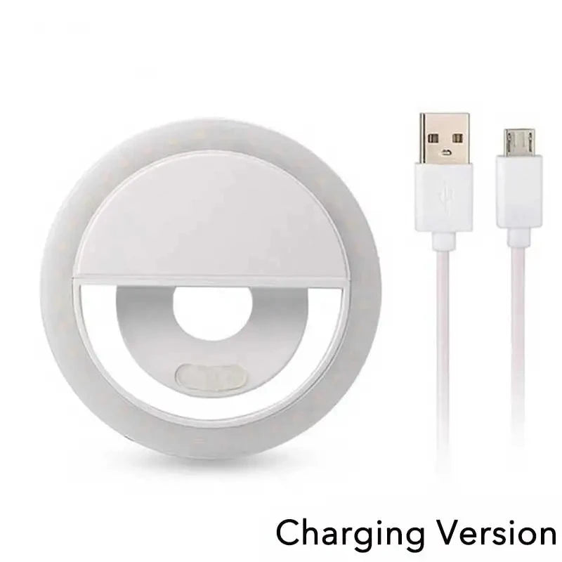 LED Light Ring USB Charge Led Selfie Ring Light Compatible with Iphone Samsung Xiaomi Mobile Phone Lens Ring Clip Selfie Lamp