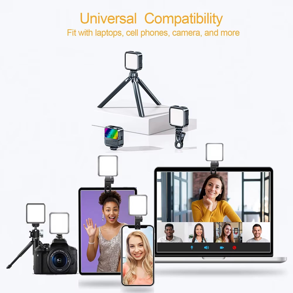 Portable LED Selfie Fill Light for Iphone Samsung Ipad Cell Phone Laptop Clip Ring Flash Fill Lamp Photo Video Photography Lamp