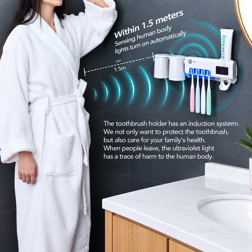 Toothbrush Holder with Toothpaste Dispenser – Solar & USB Charging