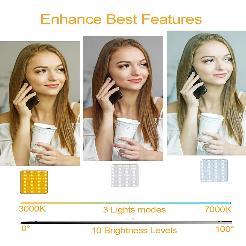 Portable LED Selfie Fill Light for Iphone Samsung Ipad Cell Phone Laptop Clip Ring Flash Fill Lamp Photo Video Photography Lamp